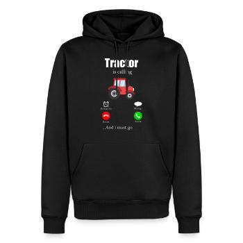 Tracteur - Sweat à capuche Premium bio Homme - noir - Devant - Nico (187cm)