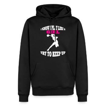 Handballerin Damen Handball Mädchen Frauenhandball - Männer Premium Bio Hoodie - Schwarz - Vorne - Nico (187cm)