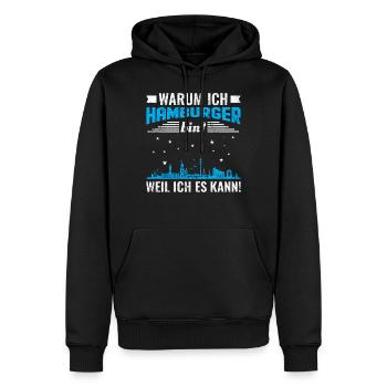 Hamburg Hamburger Skyline - Männer Premium Bio Hoodie - Schwarz - Vorne - Nico (187cm)