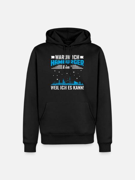 Hamburg Hamburger Skyline - Männer Premium Bio Hoodie - Schwarz