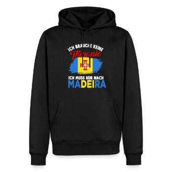 Madeira Therapie Geschenk - Männer Premium Bio Hoodie - Schwarz - Vorne - Nico (187cm)