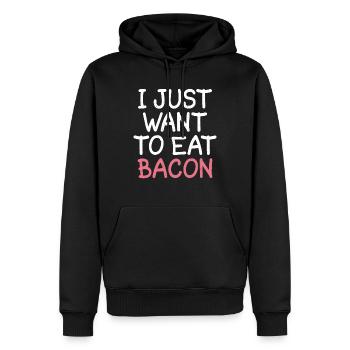 I just want to eat bacon - Männer Premium Bio Hoodie - Schwarz - Vorne - Nico (187cm)