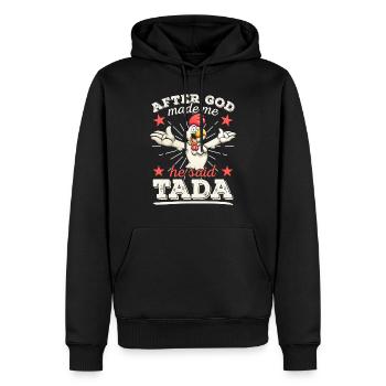 Religion Christ Humor Hahn Huhn Gott religiös - Männer Premium Bio Hoodie - Schwarz - Vorne - Nico (187cm)
