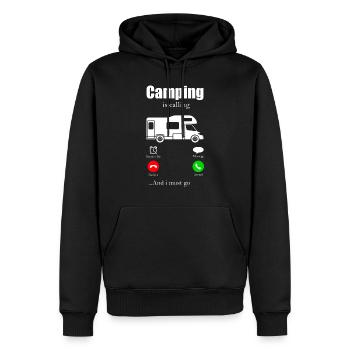 Camping - Sweat à capuche Premium bio Homme - noir - Devant - Nico (187cm)