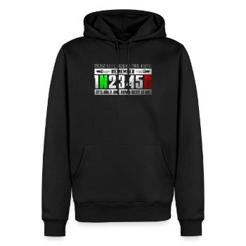 1N23456 Motorradschaltung Motorrad Biker Geschenk - Männer Premium Bio Hoodie - Schwarz - Vorne - Nico (187cm)