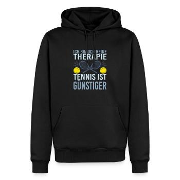 Tennisspiel keine Therapie Tennisspieler Geschenk - Männer Premium Bio Hoodie - Schwarz - Vorne - Nico (187cm)