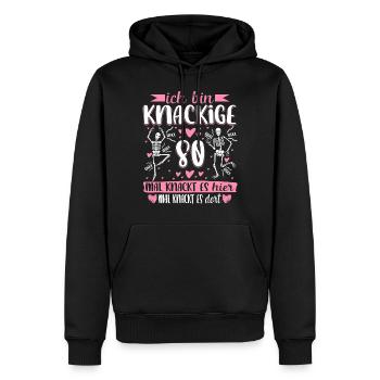 80 Geburtstag - Männer Premium Bio Hoodie - Schwarz - Vorne - Nico (187cm)