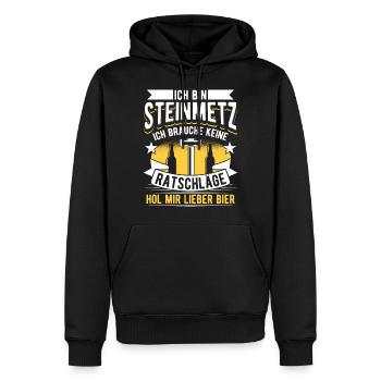 Steinmetz - Männer Premium Bio Hoodie - Schwarz - Vorne - Nico (187cm)