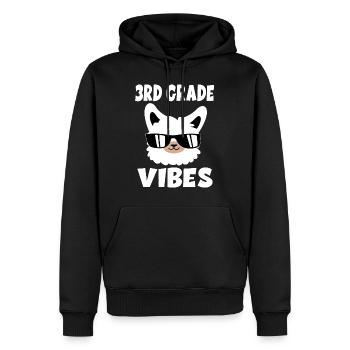 3ème Grade Vibes Scolarisation Alpaka Lama Début de l’école - Sweat à capuche Premium bio Homme - noir - Devant - Nico (187cm)