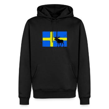 Elch Schweden Flagge - Männer Premium Bio Hoodie - Schwarz - Vorne - Nico (187cm)