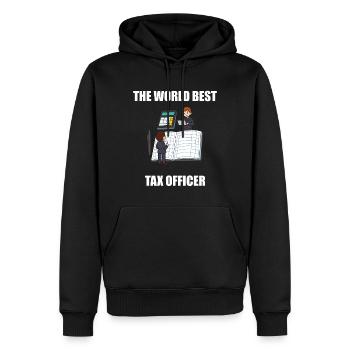 Comptable Inspecteur des impôts The World Best Tax Officer - Sweat à capuche Premium bio Homme - noir - Devant - Nico (187cm)