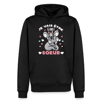 Grande-Soeur Humour Annonce Grossesse - Sweat à capuche Premium bio Homme - noir - Devant - Nico (187cm)