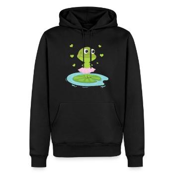 Grenouille Cadeau Grenouille Conte de Fées Prince Lurch - Sweat à capuche Premium bio Homme - noir - Devant - Nico (187cm)