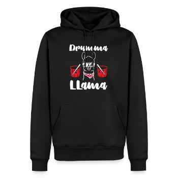 Drumma Llama Wordplay Drummer Music - Men’s Premium Organic Hoodie - black - Front - Nico (187cm)