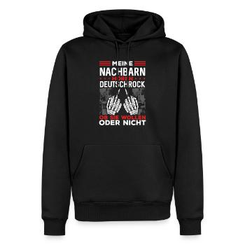 Meine Nachbarn hören Deutschrock - Männer Premium Bio Hoodie - Schwarz - Vorne - Nico (187cm)