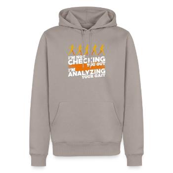 Orthopädie Ganganalyse Orthopäde Geschenk - Männer Premium Bio Hoodie - Taupe - Vorne - Nico (187cm)