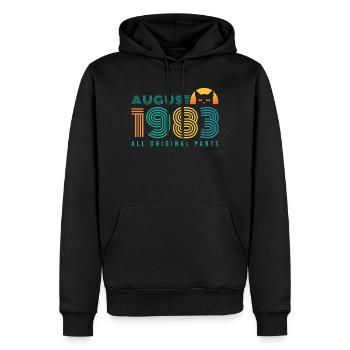 vintage im August 1983 Geschenkidee - Männer Premium Bio Hoodie - Schwarz - Vorne - Nico (187cm)