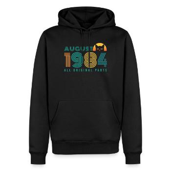 vintage im August 1984 Geschenkidee - Männer Premium Bio Hoodie - Schwarz - Vorne - Nico (187cm)