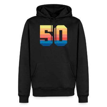 50 Vintage - Sweat à capuche Premium bio Homme - noir - Devant - Nico (187cm)