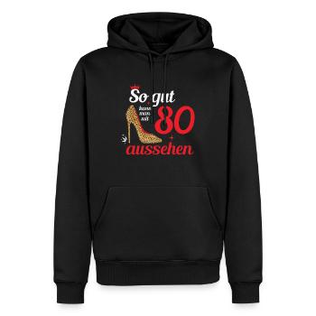 So gut kann man mit 80 aussehen - 80. Geburtstag - Männer Premium Bio Hoodie - Schwarz - Vorne - Nico (187cm)