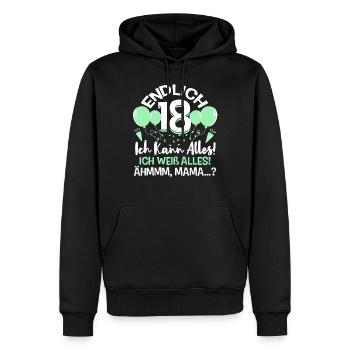 Endlich 18 Ich Kann Alles Ich Weiß Alles - Männer Premium Bio Hoodie - Schwarz - Vorne - Nico (187cm)