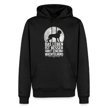 Leben mit Deutscher Wachtelhund Jagdhund - Männer Premium Bio Hoodie - Schwarz - Vorne - Nico (187cm)