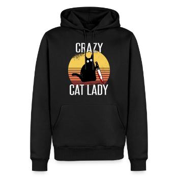 Crazy Cat Lady - Sweat à capuche Premium bio Homme - noir - Devant - Nico (187cm)
