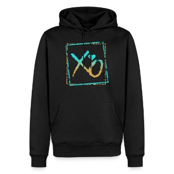 XO Hugs &Kisses, Valentines Cœur en détresse - Sweat à capuche Premium bio Homme - noir - Devant - Nico (187cm)