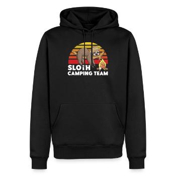 Sloth Camping Team Motorhome Retro - Männer Premium Bio Hoodie - Schwarz - Vorne - Nico (187cm)