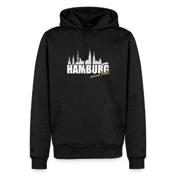 Hamburg Perle Skyline - Männer Premium Bio Hoodie - Schwarz - Vorne - Nico (187cm)