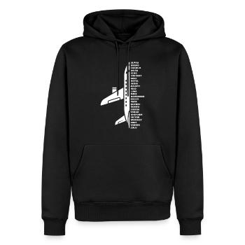 Nato Alphabet Motiv Fluglotse Pilot - Männer Premium Bio Hoodie - Schwarz - Vorne - Nico (187cm)