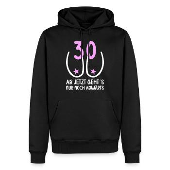 30 Jahre Schwerkraft es geht abwärts 30 Jahre 30. - Männer Premium Bio Hoodie - Schwarz - Vorne - Nico (187cm)