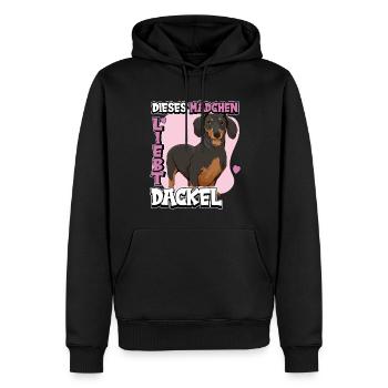Dackel Dieses Mädchen liebt Dackel - Männer Premium Bio Hoodie - Schwarz - Vorne - Nico (187cm)