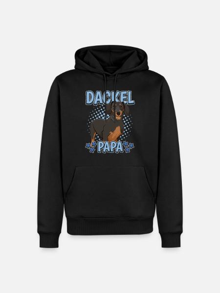 Dackel Papa - Männer Premium Bio Hoodie - Schwarz