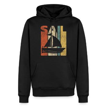 Sail Sailboat Vintage Retro - Sweat à capuche Premium bio Homme - noir - Devant - Nico (187cm)