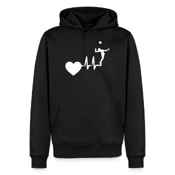 Volleyball Beachvolleyball Herzschlag Volleyballer - Männer Premium Bio Hoodie - Schwarz - Vorne - Nico (187cm)