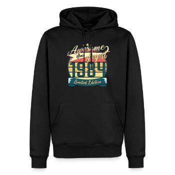 1984 En Août Rétro Cadeau - Sweat à capuche Premium bio Homme - noir - Devant - Nico (187cm)