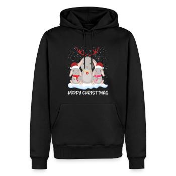 Lapin Hoppy Christmas Joyeux Noël - Sweat à capuche Premium bio Homme - noir - Devant - Nico (187cm)