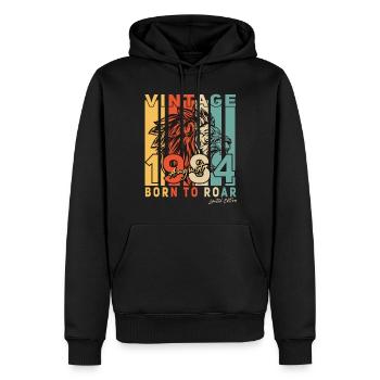 Im August 1984 Vintage Löwe Geschenk - Männer Premium Bio Hoodie - Schwarz - Vorne - Nico (187cm)