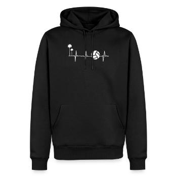 Volley-ball Heartbeat - Beach Volleyball battement de cœur - Sweat à capuche Premium bio Homme - noir - Devant - Nico (187cm)