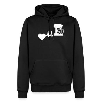 Bäcker Backen Herzschlag Bäckerei Hobby Konditor - Männer Premium Bio Hoodie - Schwarz - Vorne - Nico (187cm)