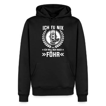 Ich tu nix ich will nur nach Föhr - Männer Premium Bio Hoodie - Schwarz - Vorne - Nico (187cm)