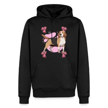 Beagle Heart Design - Sweat à capuche Premium bio Homme - noir - Devant - Nico (187cm)