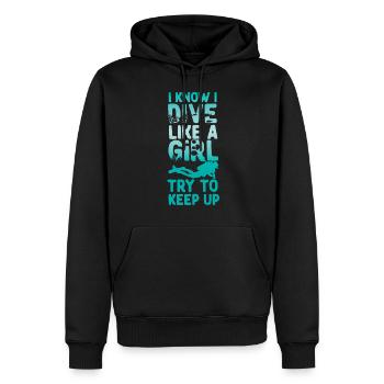 Scuba Diving Diver I Know I Dive - Männer Premium Bio Hoodie - Schwarz - Vorne - Nico (187cm)