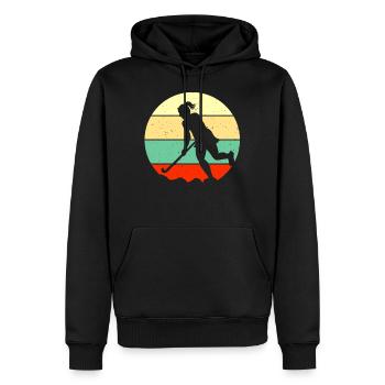 Retro Field Hockey Player Coach Goalkeeper Sport F - Männer Premium Bio Hoodie - Schwarz - Vorne - Nico (187cm)