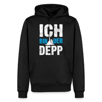 Ich bin der Depp - Männer Premium Bio Hoodie - Schwarz - Vorne - Nico (187cm)