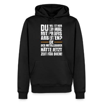 Metallbauer Geschenkidee - Männer Premium Bio Hoodie - Schwarz - Vorne - Nico (187cm)