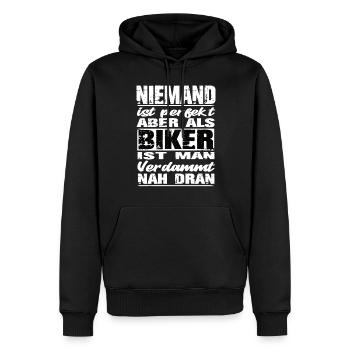 Motorradfahrer Biker Motorrad Sprüche Motorrad - Männer Premium Bio Hoodie - Schwarz - Vorne - Nico (187cm)