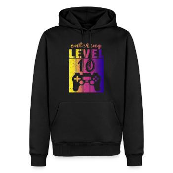 Level 10 Gaming Controller 10th Birthday - Men’s Premium Organic Hoodie - black - Front - Nico (187cm)