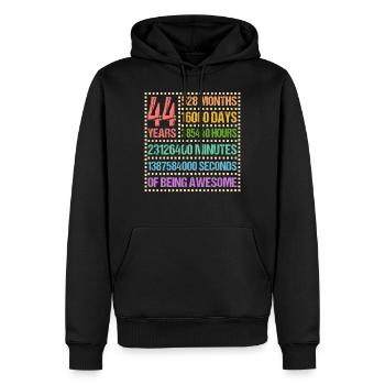 44 ans 44 anniversaire cadeau - Sweat à capuche Premium bio Homme - noir - Devant - Nico (187cm)
